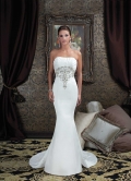 Mermaid Strapless Beaded Embroidery Satin Bridal Dress (BOTS1017)