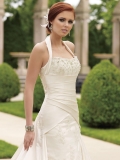 Ivory Halter Neckline A Line Silhouette Wedding Dress (BOTS1211)
