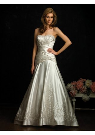 Satin-back Taffeta strapless A-line Wedding Dress (BOTS1219)