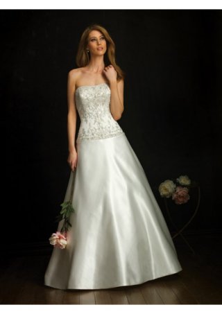Satin-back Taffeta strapless A-line gown Wedding Dress (BOTS1220)