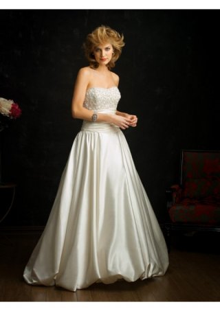 Satin-back Taffeta Strapless romantic ball gown Wedding Dress (BOTS1222)