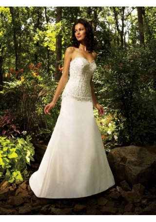 Silk-like Taffeta strapless A-line Sweetheart Wedding Dress (BOTS1229)