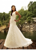 Rich taffeta and delicate lace V-neck Mermaid Wedding Dresses (BOTS1230)