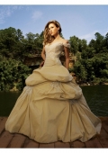 Silk-like Taffeta Off-the-shoulder Chapel train Wedding Dresses (BOTS1232)