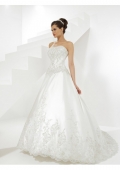 Regular Satin Strapless A-line Embroidery Wedding Dresses (BOTS1234)