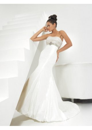 Silk-like Taffeta Strapless line Chapel train Wedding Dresses (BOTS1235)
