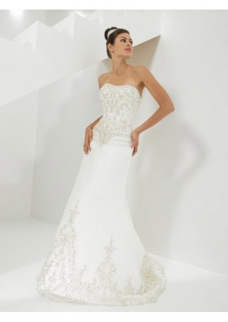 Regular Satin and Regular Organza Sweetheart Wedding Dress (BOTS1240)