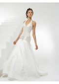 Regular Organza and Crystal Organza V-neck Empire Wedding Dress (BOTS1248)
