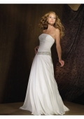 Polyester Organdy Strapless neckline A-line Wedding Dresses (BOTS1256)
