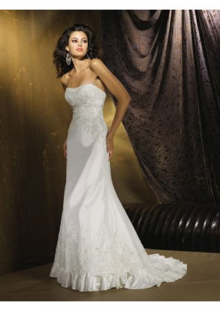 English Net and Regular Satin Sweetheart Empire Wedding Dress (BOTS1258)