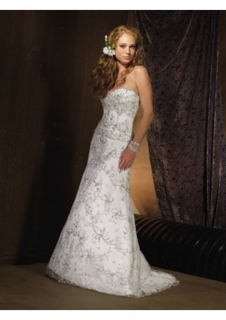 English Net and Regular Satin Sweetheart A-line Wedding Dress (BOTS1261)