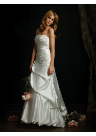 Satin Charmeuse Strapless A-line Court Wedding Dress (BOTS1264)