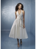 Taffeta Sexy V-neck with Halter Neckline Short Wedding Dress (BOTS1270)