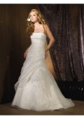 Regular Organza Strapless A-line Chapel train Wedding Dress (BOTS1273)
