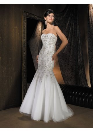 English Net Sweetheart Mermaid with Sweep Wedding Dresses (BOTS1274)