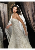 Regular Organza Strapless A-line Chapel train Wedding Dress (BOTS1275)