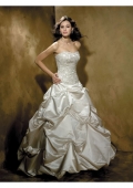 Shiny Satin strapless gown chapel length train Wedding Dress (BOTS1277)