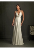 Silk Mikado V-neck Empire line Chapel train Wedding Dresses (BOTS1278)