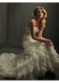 Soft organza strapless neckline Empire line chapel train Wedding Dresses (BOTS1283)