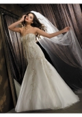 parkle Organza over English Net strapless Empire line chapel train Wedding Dresses (BOTS1289)