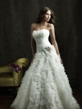 Brief Floor Length A-Line Strapless Low Back Sweep Train With Flower,Bandage Wedding Dresses WDresses00763