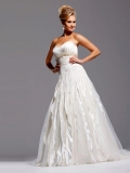Brilliant Floor Length A-Line Strapless Low Back Sweep Train With Beads Wedding Dresses WDresses00822