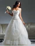 Brilliant Floor Length A-Line Sweetheart Low Back Sweep Train With Applique Wedding Dresses WDresses00920