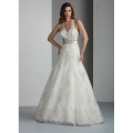 A-Line Sleeveless Halter Neckline Beaded Chapel Train Lace Wedding Dress 2012 New Arrival (BS1173)