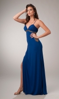Blue Formal Dress with Cut Outs V143
