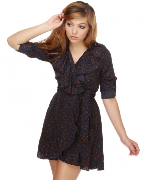 Jump and Jive Navy Blue Print Dress
