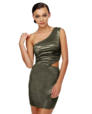 Gem Quarry One Shoulder Silver Dress