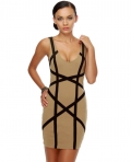 Lines in the Sand Criss-Cross Tan Dress