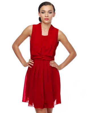 Savoy Ballroom Pleated Red Dress