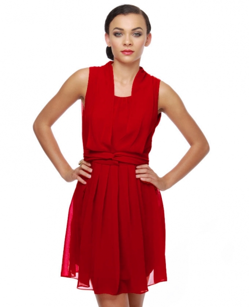 Savoy Ballroom Pleated Red Dress