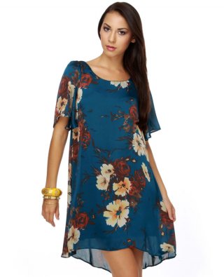 Artist in the Woods Blue Floral Dress