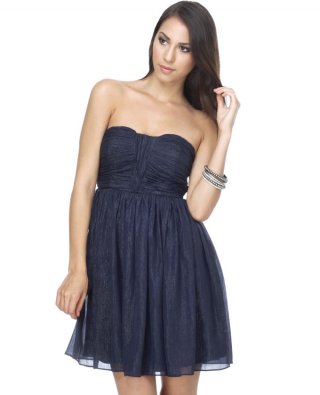 Throw Some Glitter Strapless Navy Blue Dress