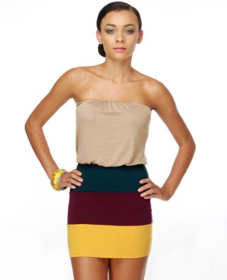 Trio de Janeiro Taupe Color Block Dress
