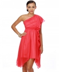 Iris of the Beholder One Shoulder Coral Dress