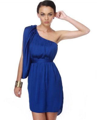 Birthstone One Shoulder Blue Dress