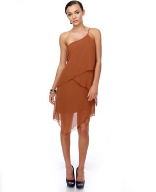Allspice One Shoulder Burnt Orange Dress