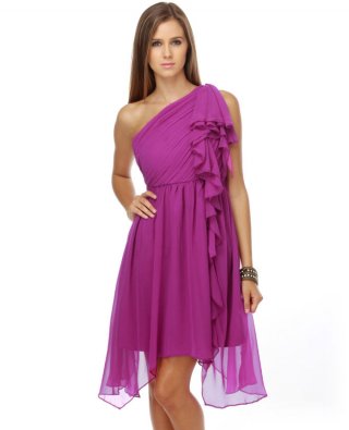 Iris of the Beholder One Shoulder Purple Dress