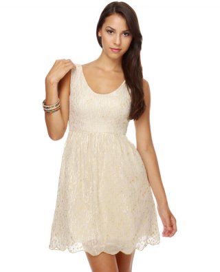 Goldi-Frocks Print Gold Dress