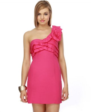 Deft Precision Pink One Shoulder Dress