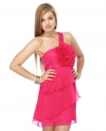 Berry Freeze One Shoulder Pink Dress