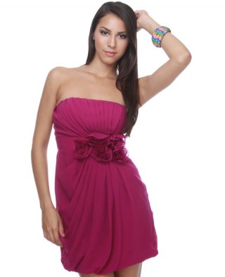 Land of Plenty Strapless Magenta Dress
