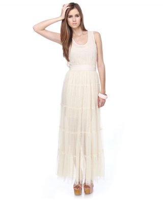 Derby Dots Cream Lace Maxi Dress