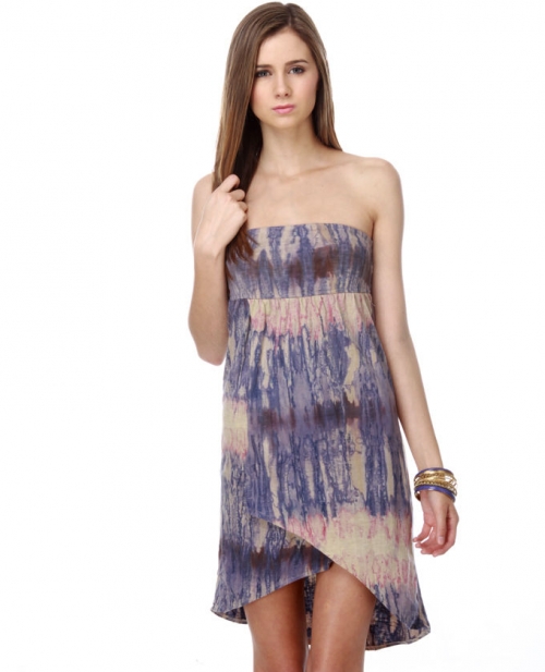 Hurley Lightwave Strapless Print Dress