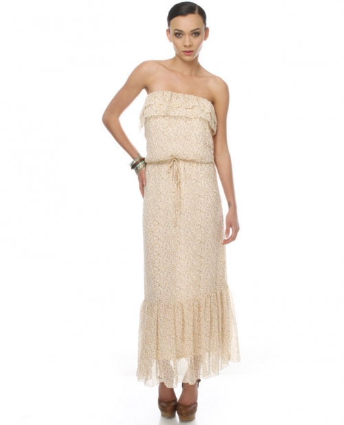 Strangers In the Wind Strapless Floral Maxi Dress