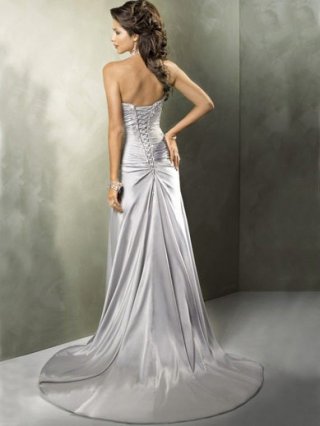 Chic Floor Length A-Line Sweetheart Low Back Sweep Train With Beads,Bandage Wedding Dresses WDresses00885