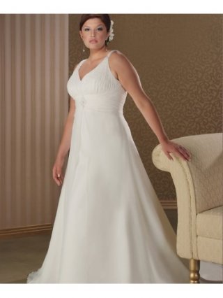 Chiffon V-neckline Empire simple Wedding Dress